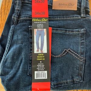 Urban Star Men's Relaxed Fit Jeans - Dark Blue